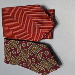 Vintage Burgundy and Gold Patterned Silk Ties Classic Designer Rich